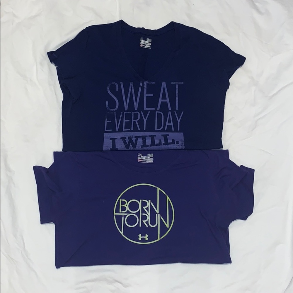 Two Pack of Under Armour medium Workout Tees